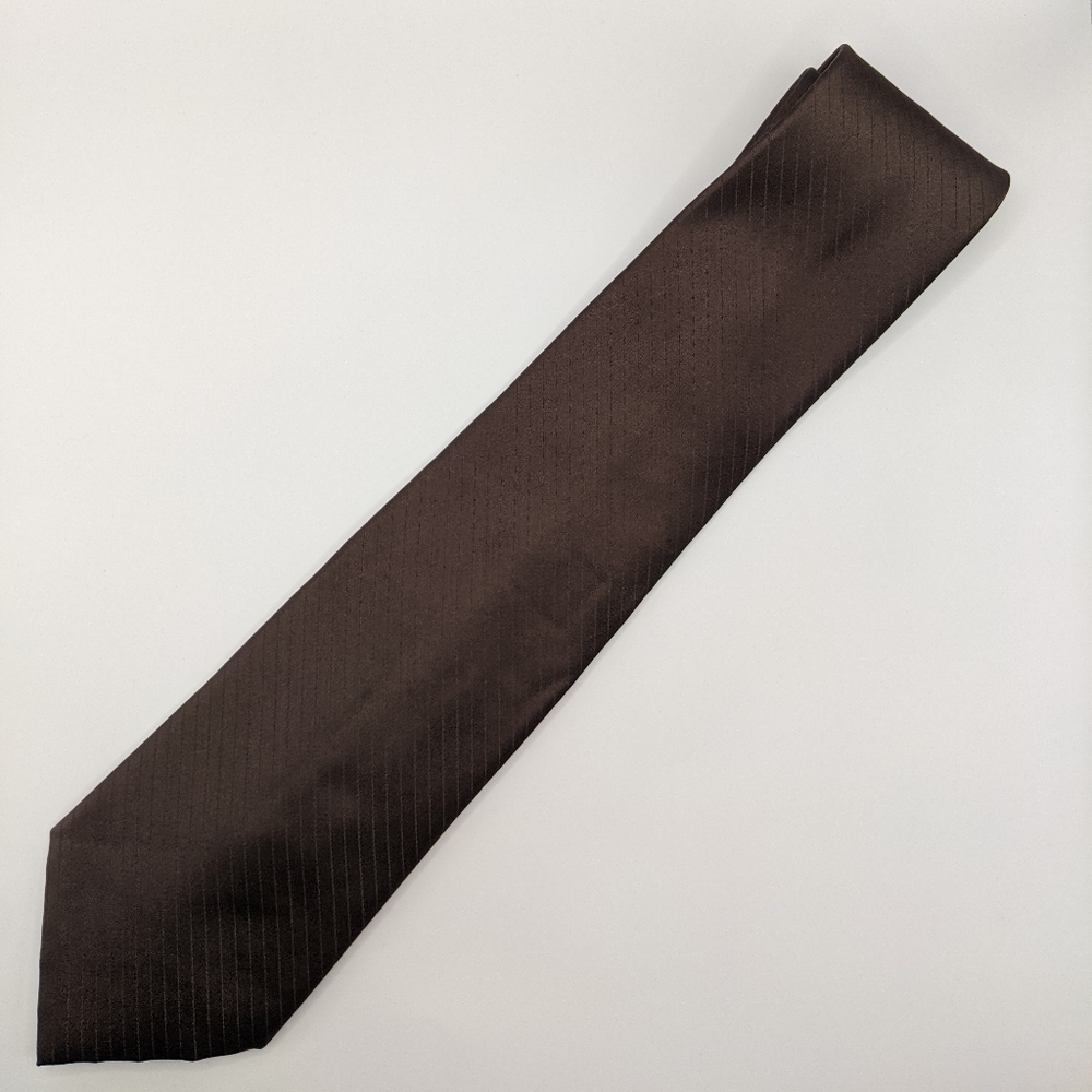Charter Club - Solid Brown with Diagonal Woven Pattern Men's Neck Tie